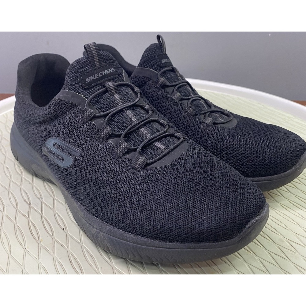 Skechers Women Summit Walking Shoe Black Mesh Bungee Lace Casual Memory Foam 7.5